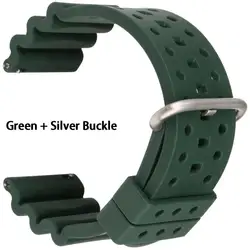 Vibrant Orange Sport Watch Strap - Quick Release Rubber Band Bracelet - 22mm (Green S)