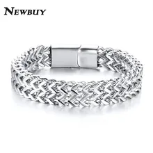 NEWBUY Мужской панк ювелирные изделия 12. 5 мм Ширина волна звено цепи браслет для мужчин нержавеющая сталь браслет никогда не выцветает