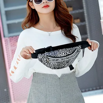 

waist bag sport running casual for women Women Double Zipper Leopard Waist Pack Letter Purse Bag поясная сумка сумка на пояс