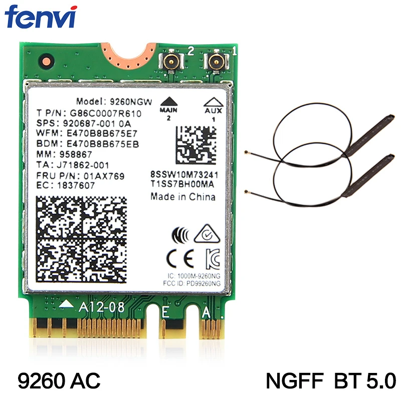 Двухдиапазонный беспроводной адаптер AC 9260ac для 9260NGW NGFF 1730 Мбит/с WiFi Bluetooth 5 0 802.11ac MU