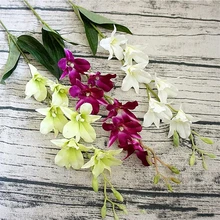 1 шт. шелковая Орхидея, искусственные цветы искусственный букет украшение дома для вечерние и все случаи поддельные растения Флорес 6 цветочных головок