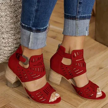 

Gladiator Women Sandal Buckle Strap Fashion Shoes High Heel Woman Sandalias Mujer 2020 Summer Ladies Plus Size 35-43 For Mathias