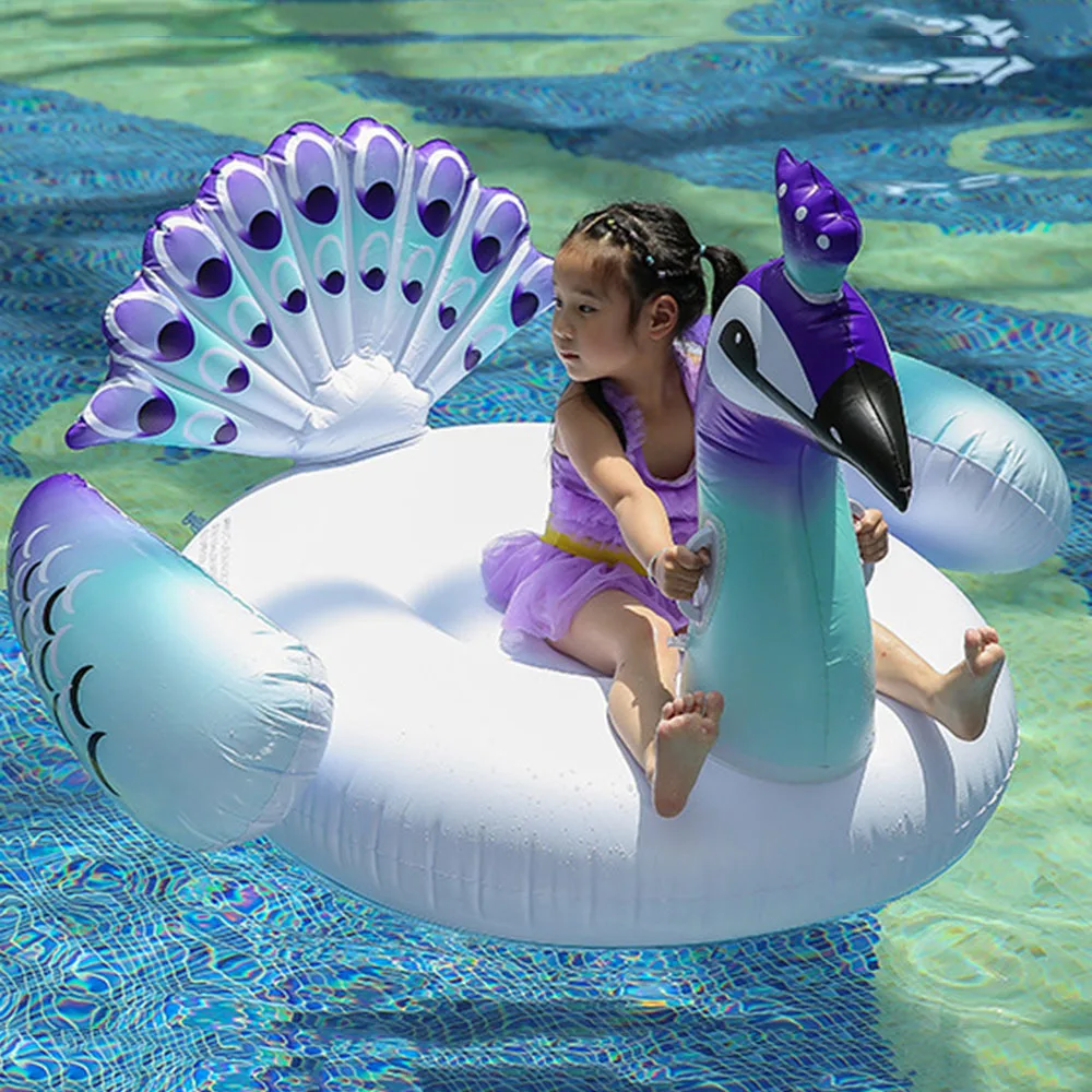 150cm Giant Peacock Pool Floating Swimming Ring for Adult Inflatable Mount Floating Bed Deck Chair Beach Swimming Pool Toy