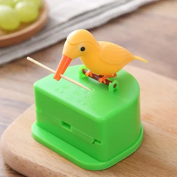 

Toothpick Box Creative Bird Pecking Push Smart Toothpick Holder Creative Automatic Pop-up Cute Little Bird Toothpick Tin