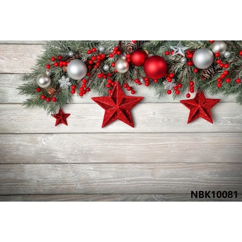 Рождественский фон деревянная доска золотой шар подарок ветка звезда светильник снег фотография Фон Фотостудия фотобудка - Цвет: NBK10081