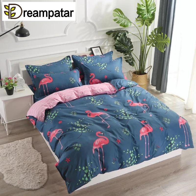 Dreampatar Мода Фламинго активности печати удобные одно двойное одеяло чехол 2 шт. наволочка кровать домашний текстиль BY201A