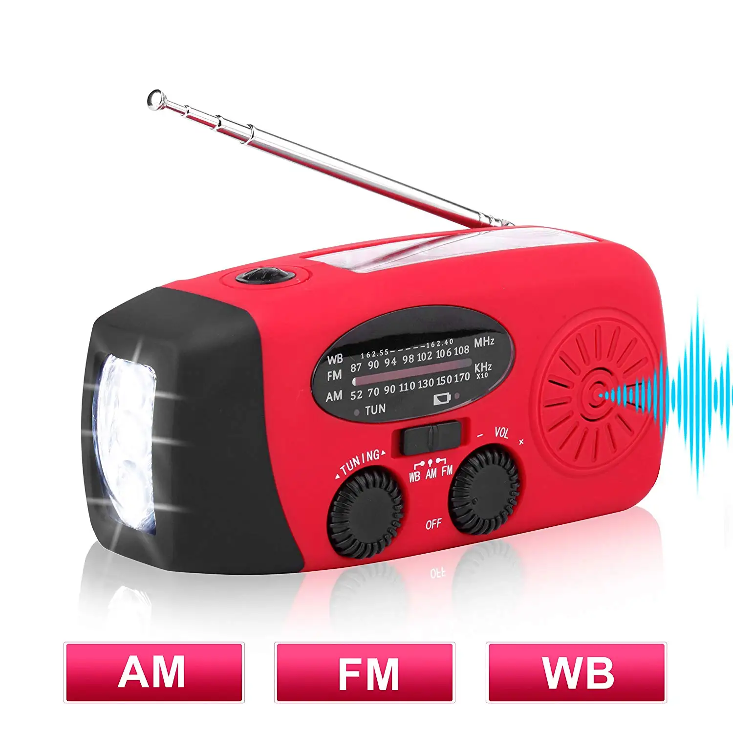 

New Multi functional Hand Flashlight Crank Dynamo Powered AM/FM NOAA Weather Radio Use Emergency LED Flashlight and Power Bank