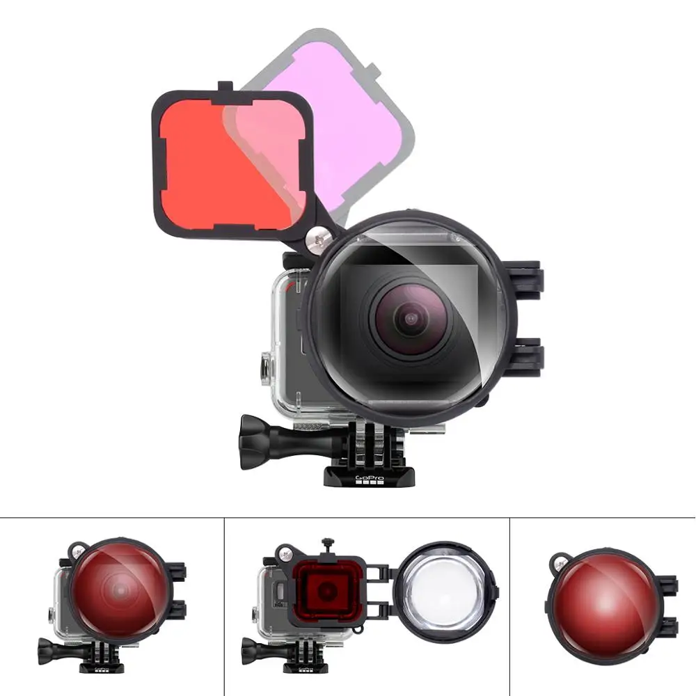  3in1 Action Camera Dive Filter Set with 16X Macro Lens for Gopro Hero 7 6 5 Black Underwater Diving