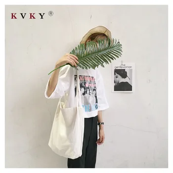

2020 Women's Canvas Shoulder Tote Bag Large Capacity Cotton Cloth Shopper Bag Female Handbag Foldable Reusable Beach Shopper Bag