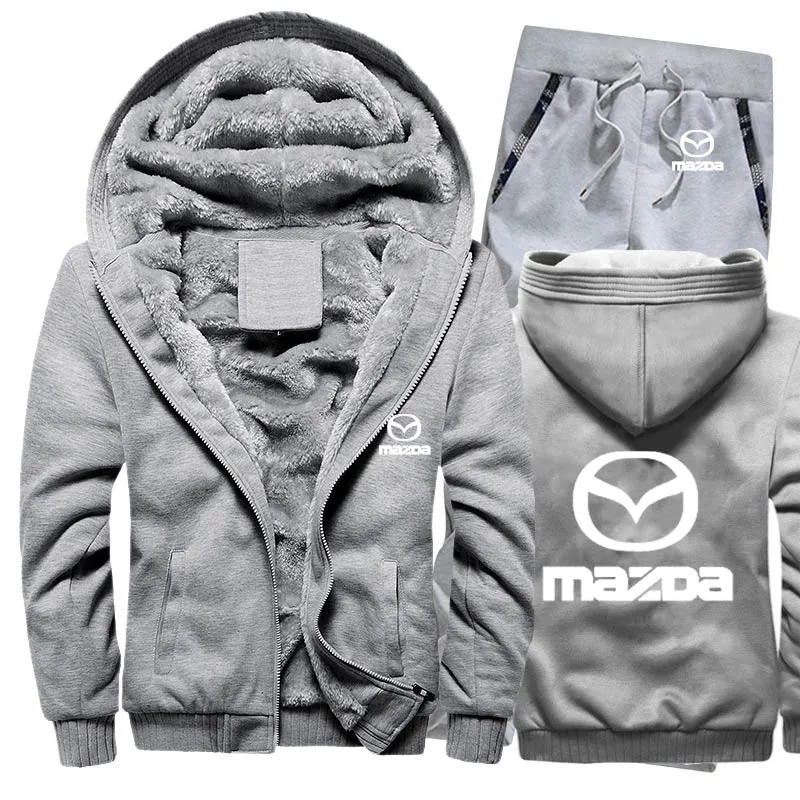 Толстовки мужские для автомобилей Mazda Логотип мужские s толстовки костюм зимний толстый теплый флис хлопок спортивный костюм на молнии
