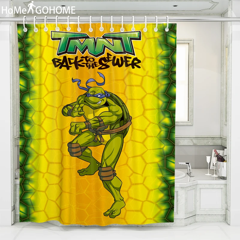

Yellow/Green Anime Turtles Shower Curtain Bath Screen Waterproof Fabric Bathroom Curtain with Hook cortina de ducha tenda doccia