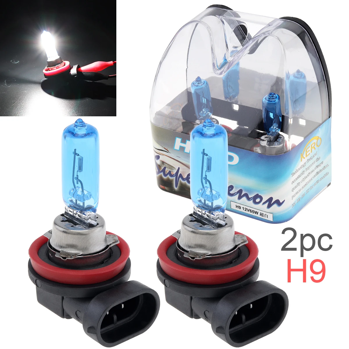 Bombillas halógenas coche, luz superbrillante de xenón, antiniebla, 12V, H9, 65W, 6000K, 2 unids/lote|Bombillas (halógenas) de faros delanteros| -