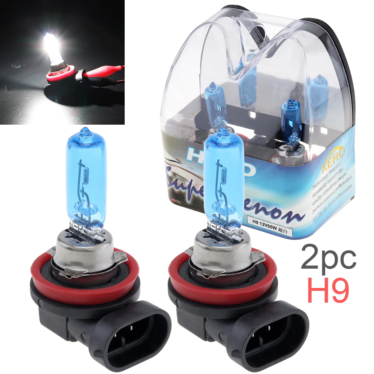 

Car Light 2pcs 12V H9 65W 6000K White Light Super Bright Car Xenon Halogen Lamp Auto Front Headlight Fog Bulb