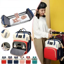 Mochila portátil reclinable para mamás, mochila impermeable de gran capacidad multifunción para madres y bebés, bolsa de viaje para pañales, cuna plegable