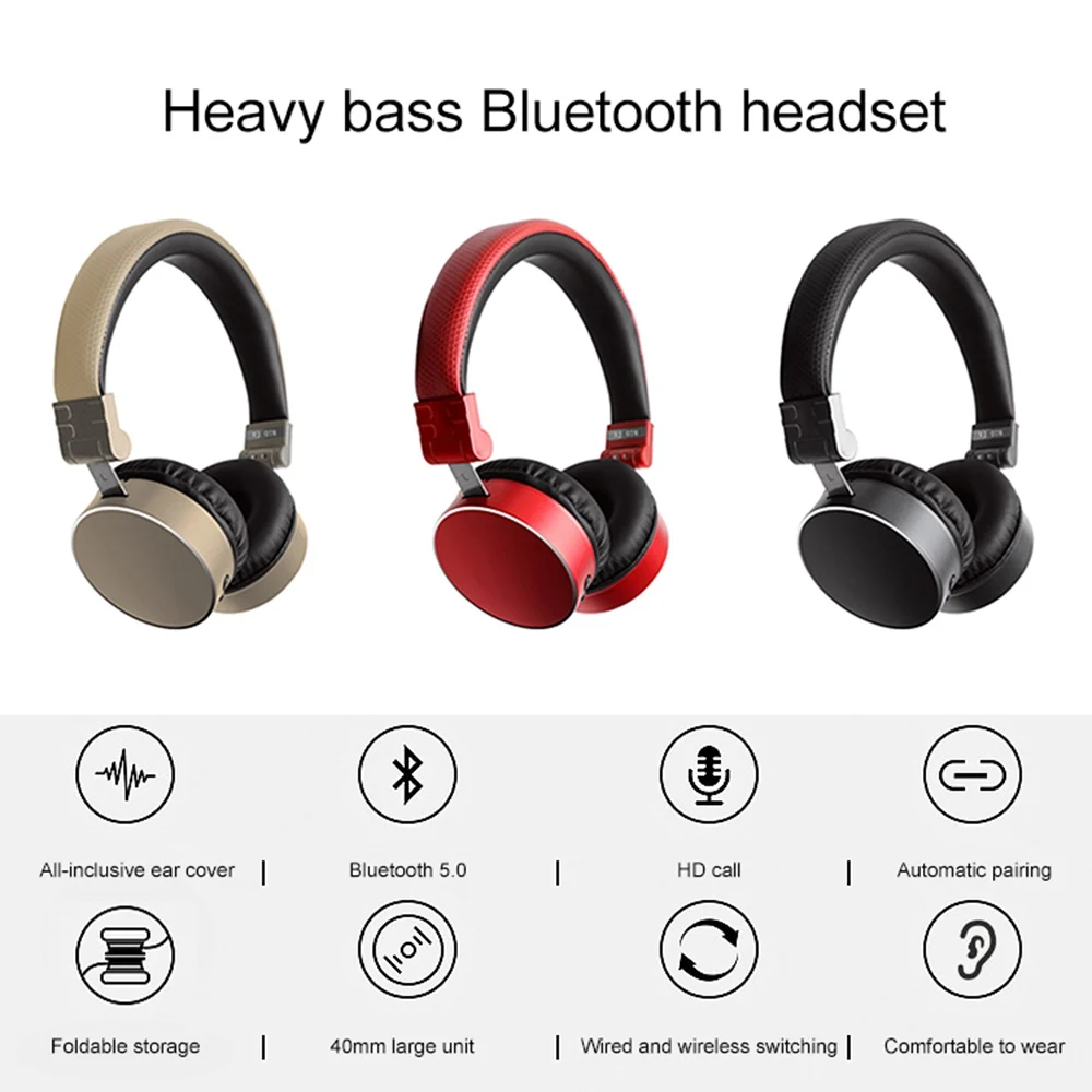 KISSCASE Bluetooth 5,0 Складные портативные беспроводные наушники MP3 регулируемые Игровые наушники с микрофоном Стерео объемные гарнитуры