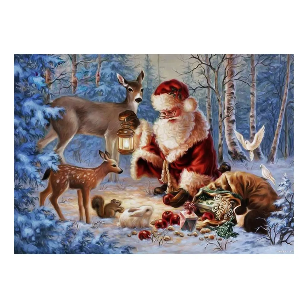 40*30 см Алмазная вышивка с рисунком Санта-Клауса, алмазная вышивка крестиком, картина для домашнего декора стен, набор для рисования по номерам