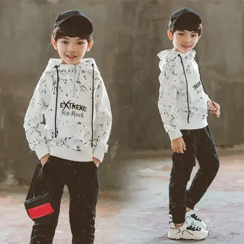 

Children's Boys Sports Clothing Set Spring/Autumn Kids Clothes Active Leisure Sets Print Letter Colors Size 4-14 Sweatshirt+Pant