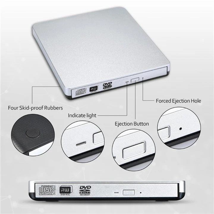 USB 2,0 DVD-RW горелки внешний dvd-плеер CD/DVD rom Оптический привод писатель ридер рекордер для ноутбука+ чехол для привода сумка
