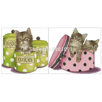 

Cat in the box patterns Counted Cross Stitch 11CT 14CT 18CT DIY Chinese Cross Stitch Kits Embroidery Needlework Sets home decor