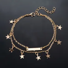 Constant Lan Лидер продаж изящный двойной слой пятиконечная звезда кулон ножной браслет женский европейский и американский популярный орнамент