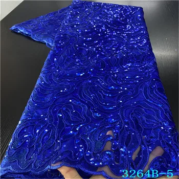

New Arrivals High Quality African Blue Lace Fabric With Sequence Latest Style French Mesh Lace For Nigerian Dresses NA3264B-1