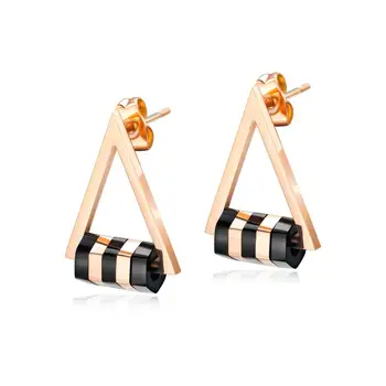 

Temperament Geometric Triangle Earrings Personality Short Stud Rose Gold Plated Titanium Steel Earrings for Ladies
