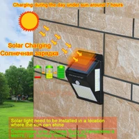 Lampe solaire murale à 3 faces avec capteur de mouvement PIR, 100 LED, contrôle par la lumière du soleil, pour cour, chemin, jardin, maison 3
