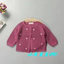 Autumn Coat New Products 1-4-Year-Old Childrenswear Girls Cotton Embroidered Heart Shape Sweater Coat Multi-color