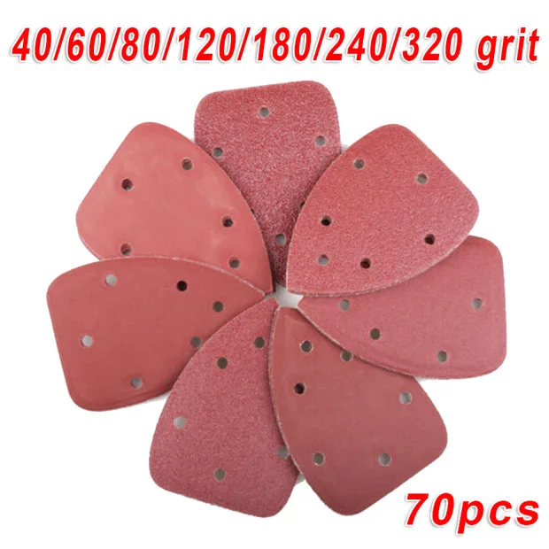 70pcs 5 Hole Sander Sandpaper Sanding Paper For Metal And Non-metal Polishing 40/60/80/120/180/240/320 Grit Pack