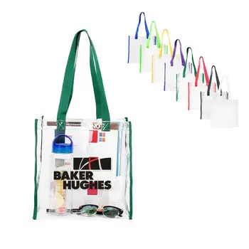 

128913 100pcs Women Transparent PVC Handbag Travel Beach Shoulder Bag Reusable Shopping Bag Purse Tote Toiletry Wash Waterproof