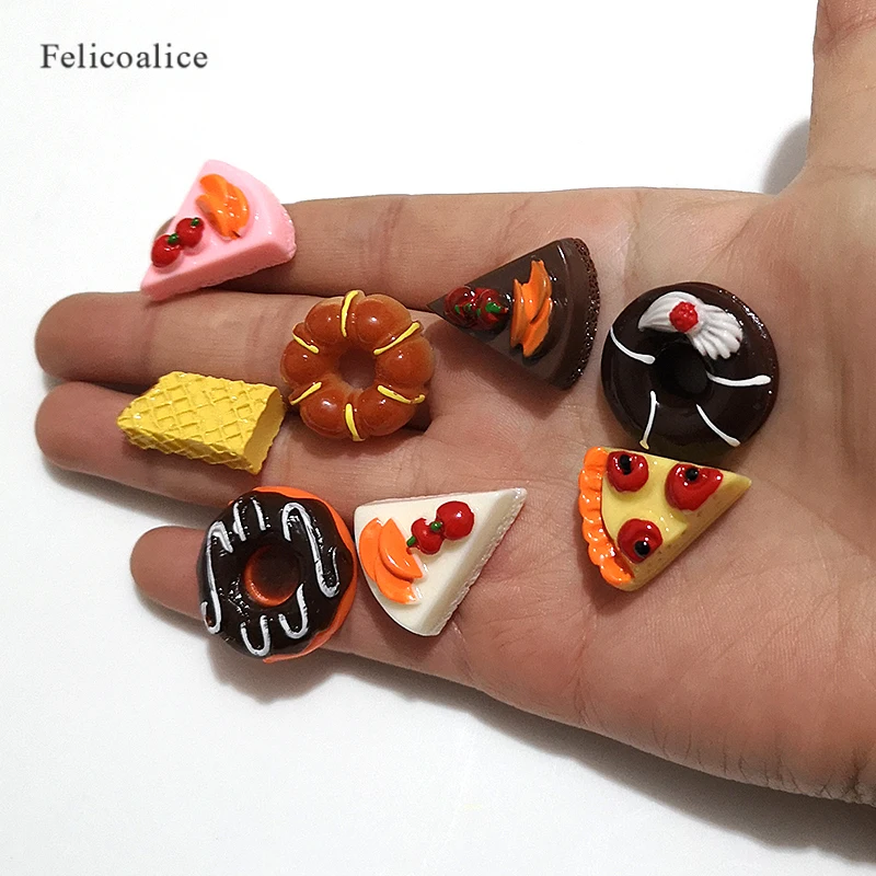 8pcs 20*25mm Mini Kawaii Resin Food Charms Necklace Donut Cake Pendant For DIY Hair Accessories Decoration Keychain | Украшения и