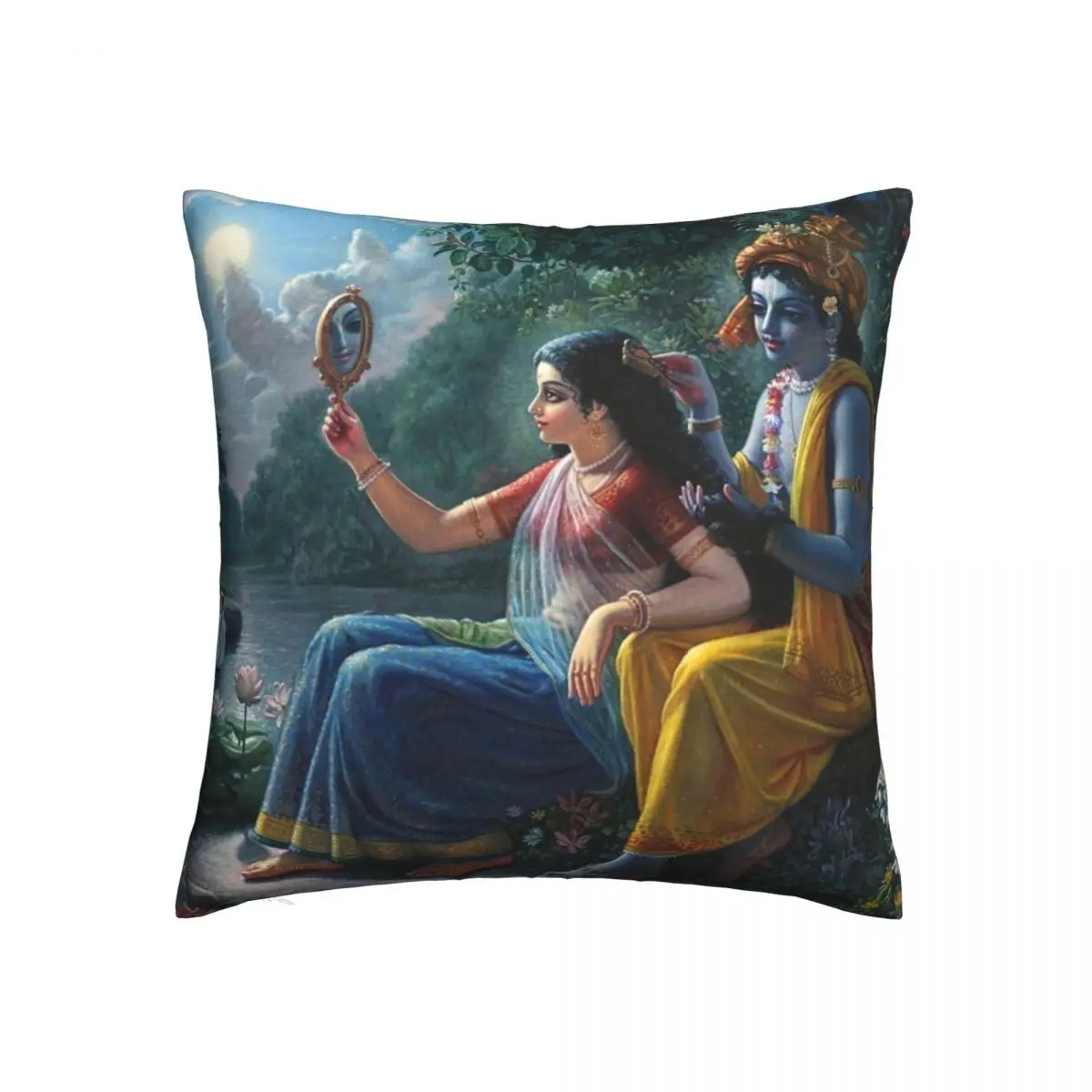 Индийский Бог богиня любви квадратная Подушка Чехол для дома Krishna Radha индуистская