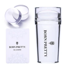 BORN PRETTY – tampon en Silicone Transparent pour ongles, grattoir de plaque d'estampage Enail avec capuchon