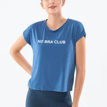 Женские футболки для йоги с короткими рукавами, свободные дышащие топы для фитнеса, спортивная одежда с принтами, Беговая гимнастическая майка, верхняя одежда