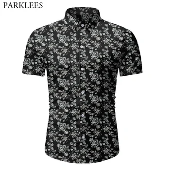 

Men Floral Short Sleeve Shirt 2020 Fashion Summer Shirt Men Camisa Hawaiana Hombre Button Up Mens Dress Shirts Chemise Homme 3XL
