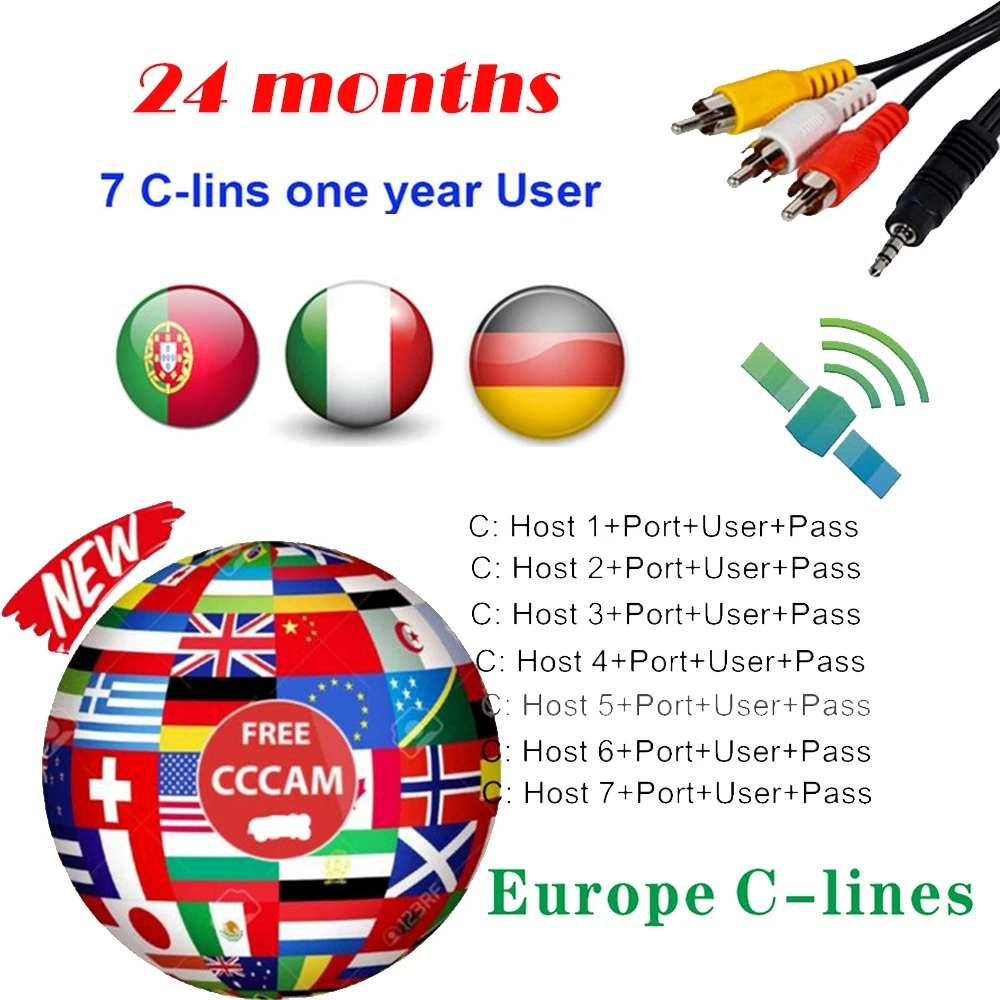 Европа CCcam Испания satble 8 lineas Португалия Польша Франция ccam сервер HD для бесплатных