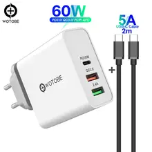 60 Вт TYPE-C USB-C зарядное устройство, PD30W QC3.0 зарядное устройство для S10 USB-C ноутбуков MacBook Pro/Воздушный iPad Pro iPhone 11(и USB-C кабель