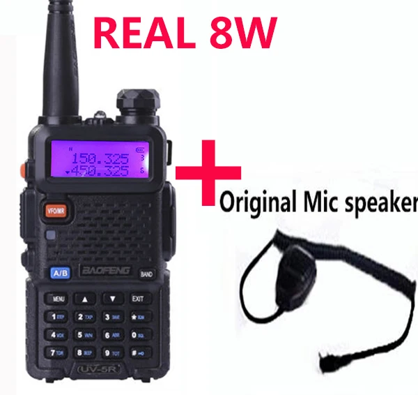 Uv-5r высокомощная версия trile power baofeng 8 вт для двухстороннего радио VHF UHF двухдиапазонная портативная рация baofeng uv 5r - Цвет: add mic speaker