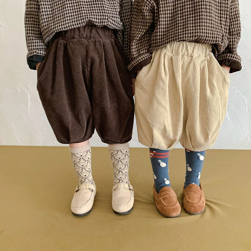 Knee Length Girls Boys Corduroy Pants Fashion Kids Trousers kids trousers