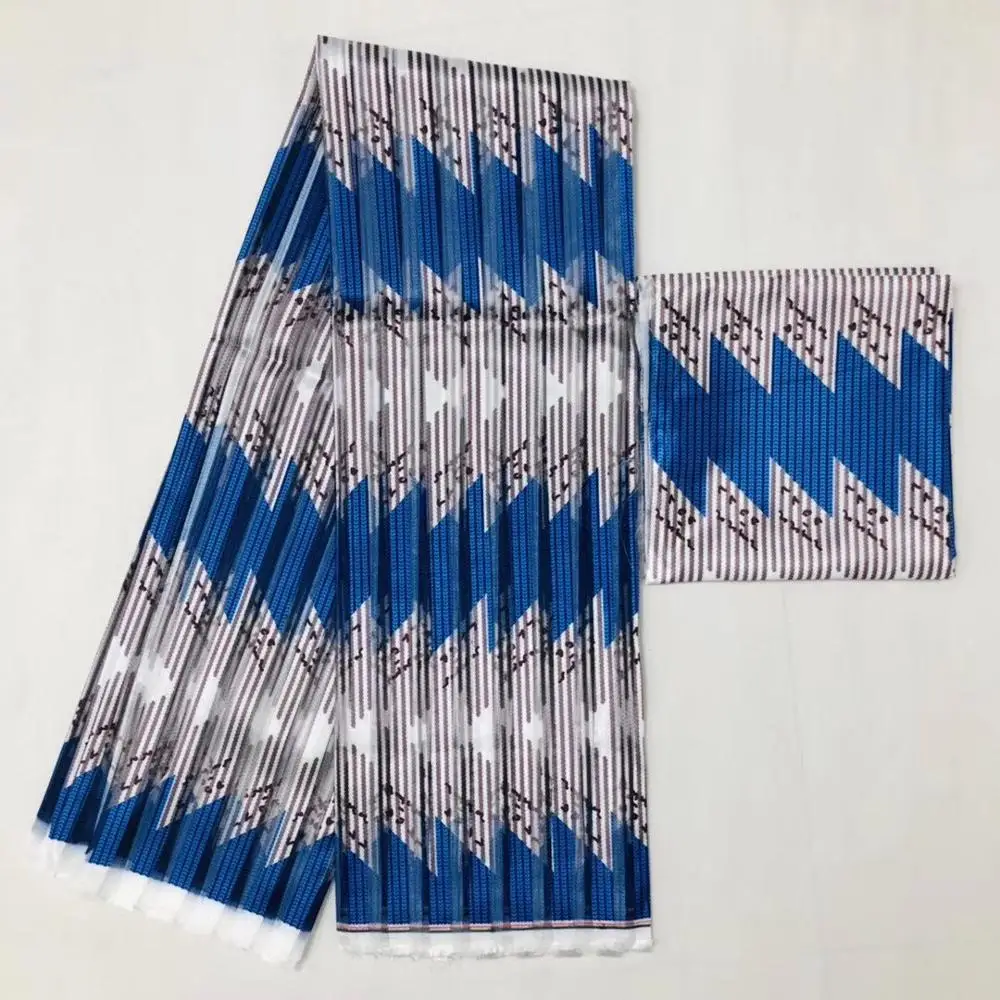 Африканский стиль набивной атласной шелковой ткани с органзой восковой печати кружева для платья 4 ярдов органзы ленты и 2 ярдов шелковой ткани