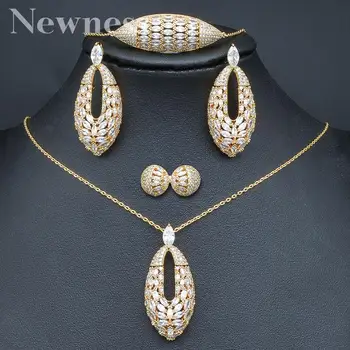 

Newness Big Fashion Luxury 4Pcs African Jewelry Sets for Women Wedding Luxury Nigerian Dubai Cubic Zirconia Bridal Jewelry Sets