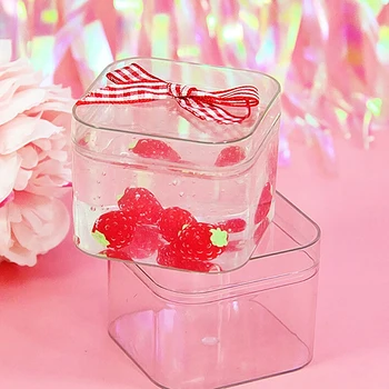 

1PC New Slime Box Plastic Transparent Square Slime Container Storage Box With Lids For Fluffy Clear Mud Toy