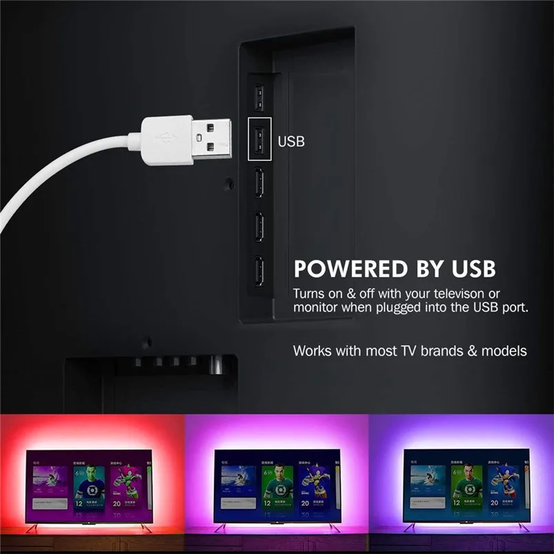 USB Led Strip Rgb Controller Backlight Length 7.87in (2.4M) Suitable for 40-65 feet hd TV 16 Colors Luces Led Decoracion 40SEP031