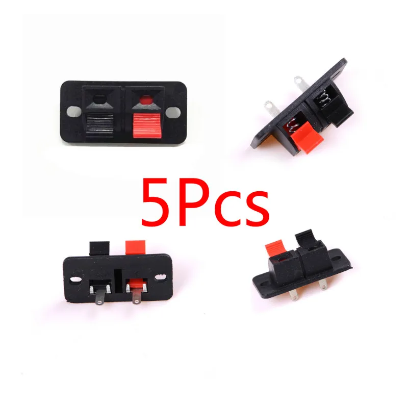 

5Pcs 2 Positions Connector Terminal Push in Jack Spring Load 2 way 2 Pin Spring push Release Home Audio Speaker Terminals