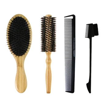 

4PCS Hair Comb Bamboo Airbag Massage Comb Wood Roller Comb Eyebrow Comb Brush Anti-Static Hair Brush