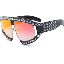Модная большая коробка новые европейские и американские инкрустированные жемчужные тренды женские солнцезащитные очки уличные beat морские солнечные очки