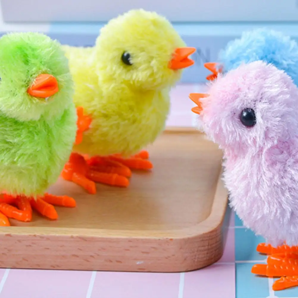 Wind-up Hopping Chick Toys Clockwork Chicken Toys Plush Chicks Chicken Easter Party Favors Goody Color: Send By Randomly