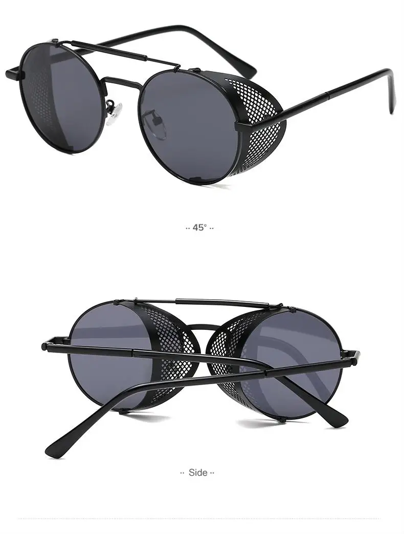 Мужские поляризационные солнцезащитные очки, Ретро стиль, стимпанк, круглая металлическая оправа, солнцезащитные очки для женщин, очки панка, лучи UV400, Gafas Sol Mujer