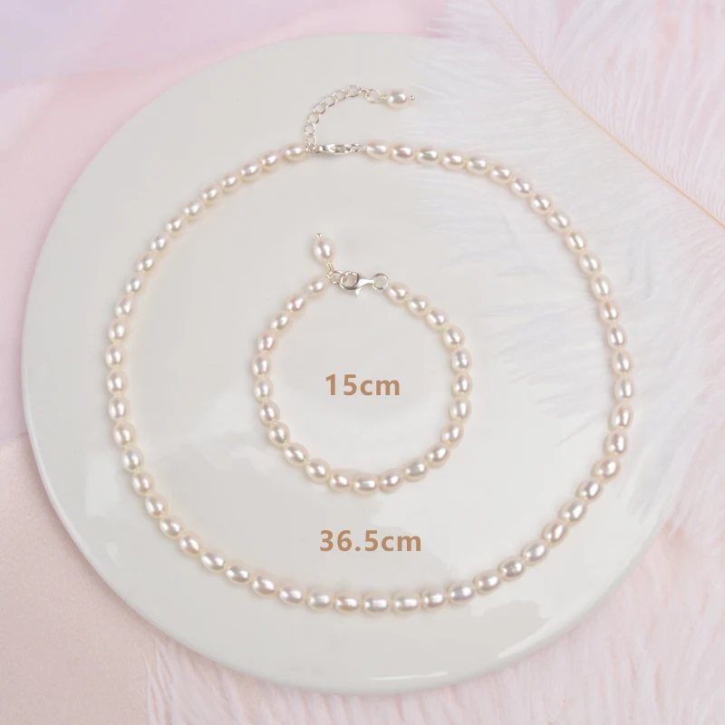 36.5cm And 15cm ASHIQI Детский комплект, настоящее мини ожерелье из натурального пресноводного жемчуга, браслет, ювелирные наборы и многое другое для детей, девочек, прекрасный подарок - Цвет камня: 36.5cm And 15cm