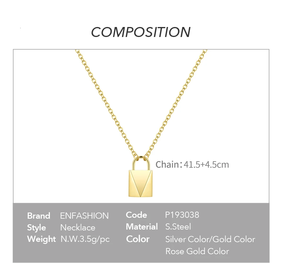 ENFASHION, милое ожерелье-чокер с замком для женщин, золотого цвета, нержавеющая сталь, геометрическое женское ожерелье с подвеской, модное ювелирное изделие P193038